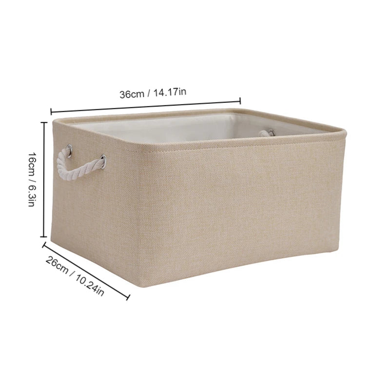 Folding Linen Storage Basket – Fabric Organizer for Wardrobe and Laundry