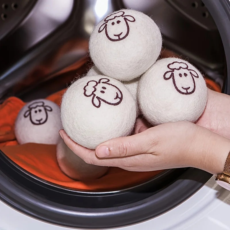 Reusable Wool Dryer Balls – Natural Fabric Softener for Laundry Wrinkle Reduction