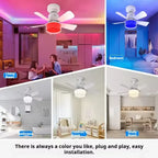 Smart RGB Ceiling Fan – E27 Bluetooth Lamp for Bedroom Decor