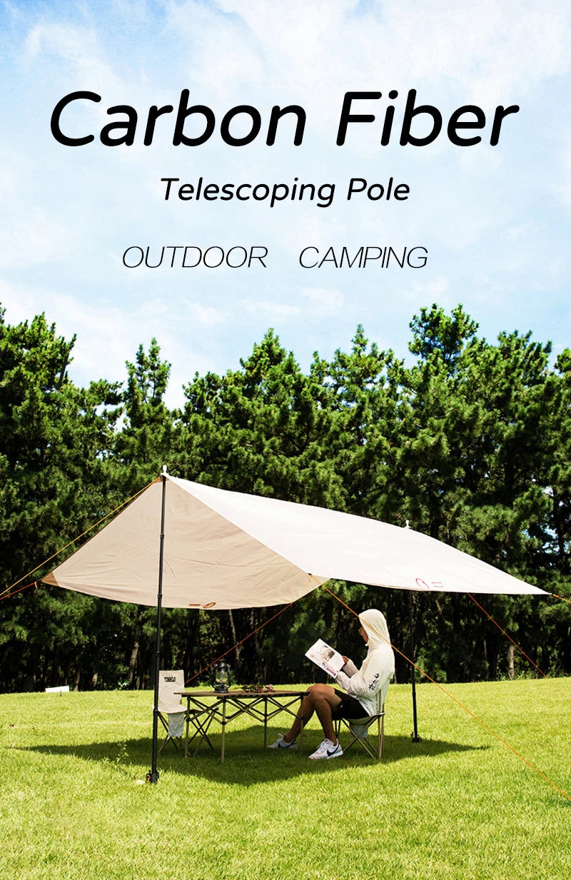 Carbon Fiber Telescopic Tarp Pole – Adjustable 3m Lightweight Camping Gear