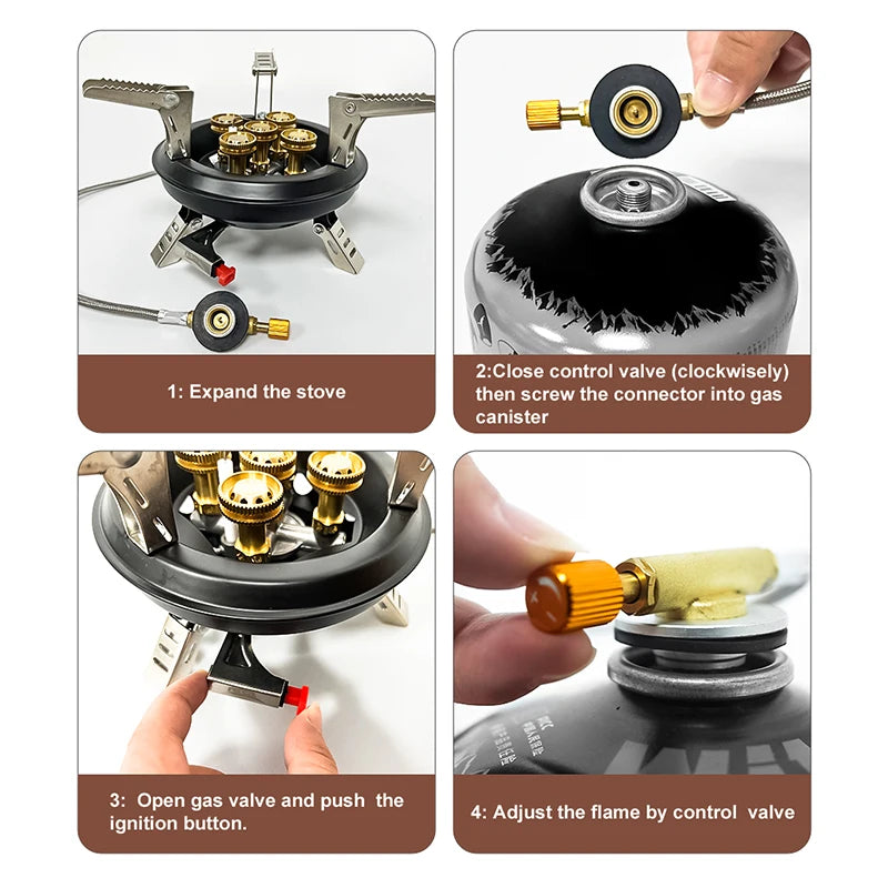 Portable High-Power Camping Gas Stove – Windproof Burner for Outdoor Cooking