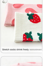Cotton Strawberry Heart Crew Socks – Cute Women's Casual Fashion Hosiery