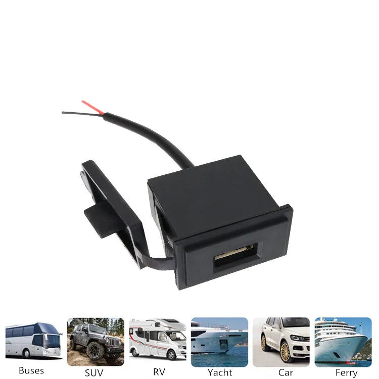 Waterproof USB Car Charger – 2.4A Power Socket for Motorcycle RV and Boat