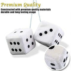 Fuzzy Dice Hanging Ornament – Plush Soft Dots for Car Rear View Mirror Decor