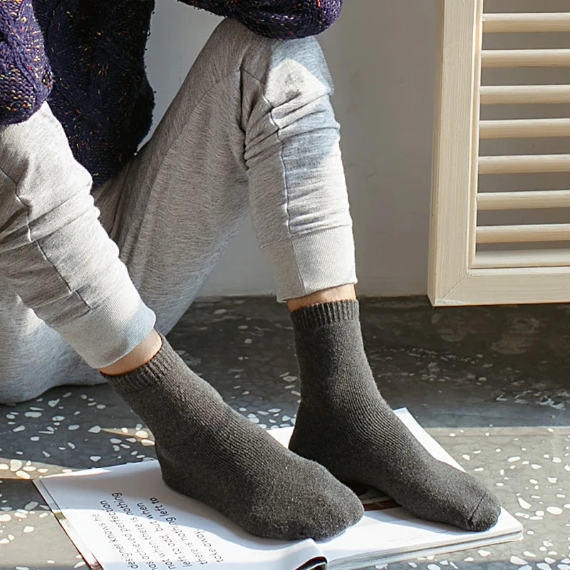 Thermal Terry Winter Socks – Thick Unisex Crew for Cold Weather