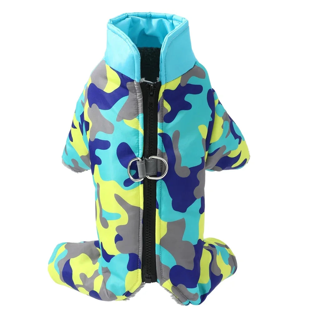 Waterproof Camouflage Dog Jumpsuit – Reflective Winter Coat for Small Medium Dogs