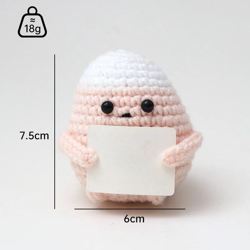 Handmade Wool Crochet Dog Doll – Positive Affirmation Plush for Home Decor