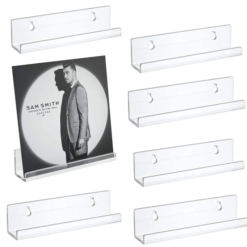 Acrylic Wall-Mounted Record Shelf – Transparent Display for Vinyl Collection