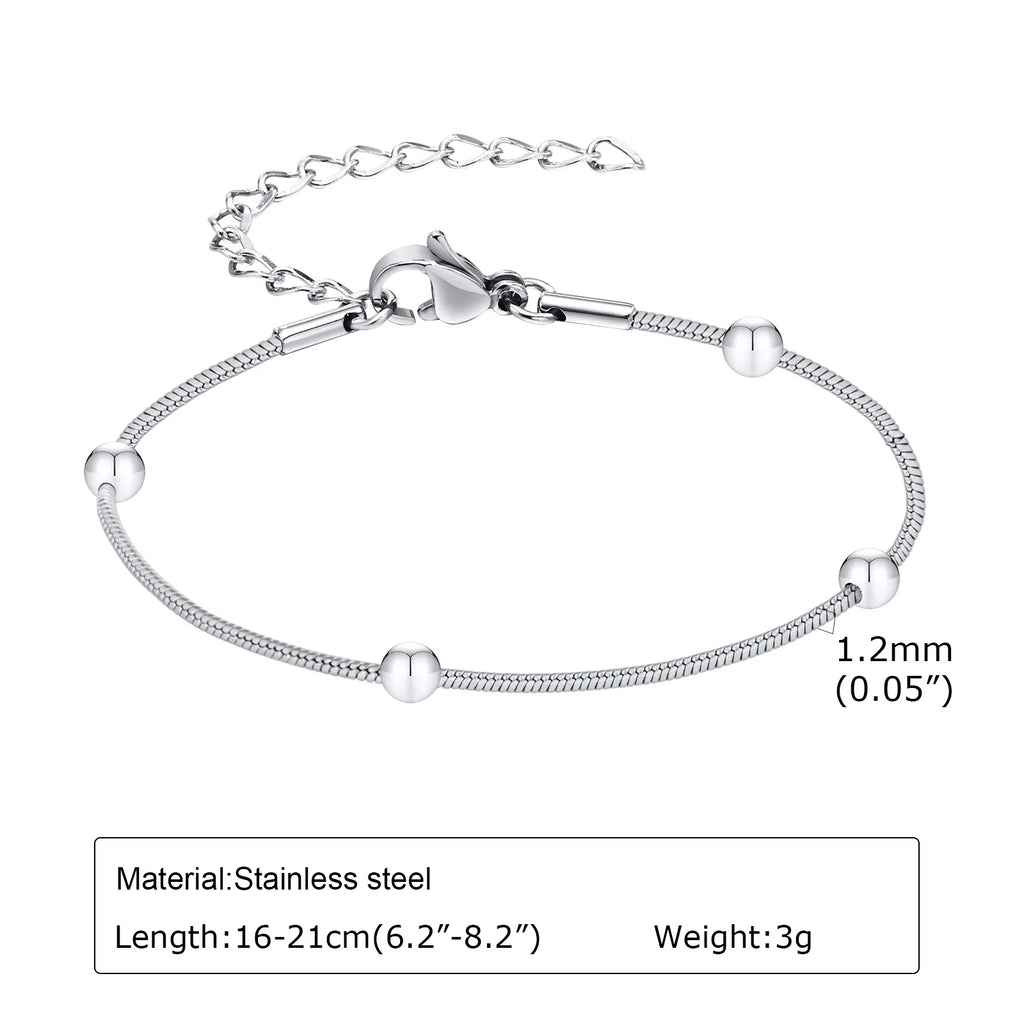 Stainless Steel Link Chain Bracelet – Stackable Silver Jewelry for Women