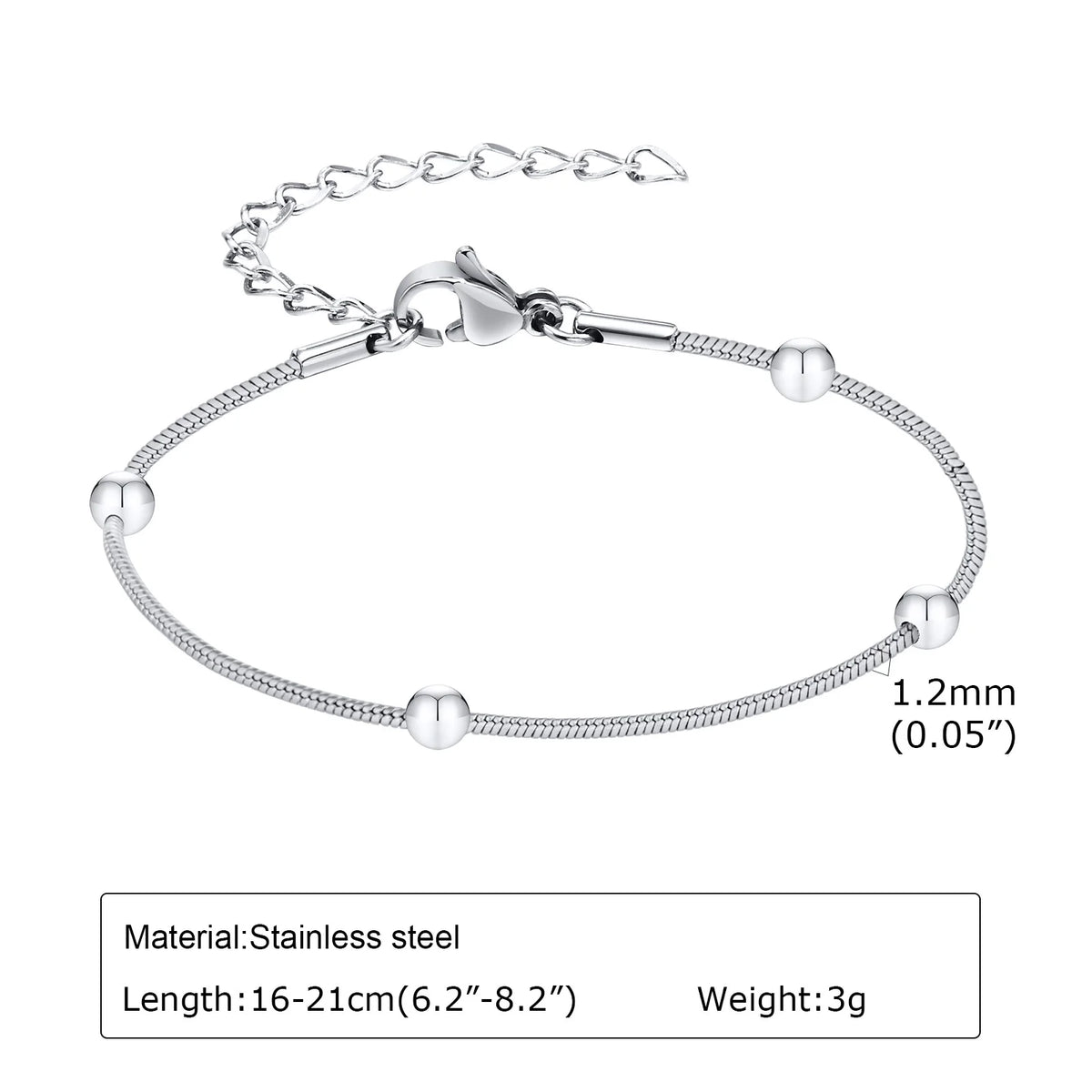 Stainless Steel Link Chain Bracelet – Stackable Silver Jewelry for Women