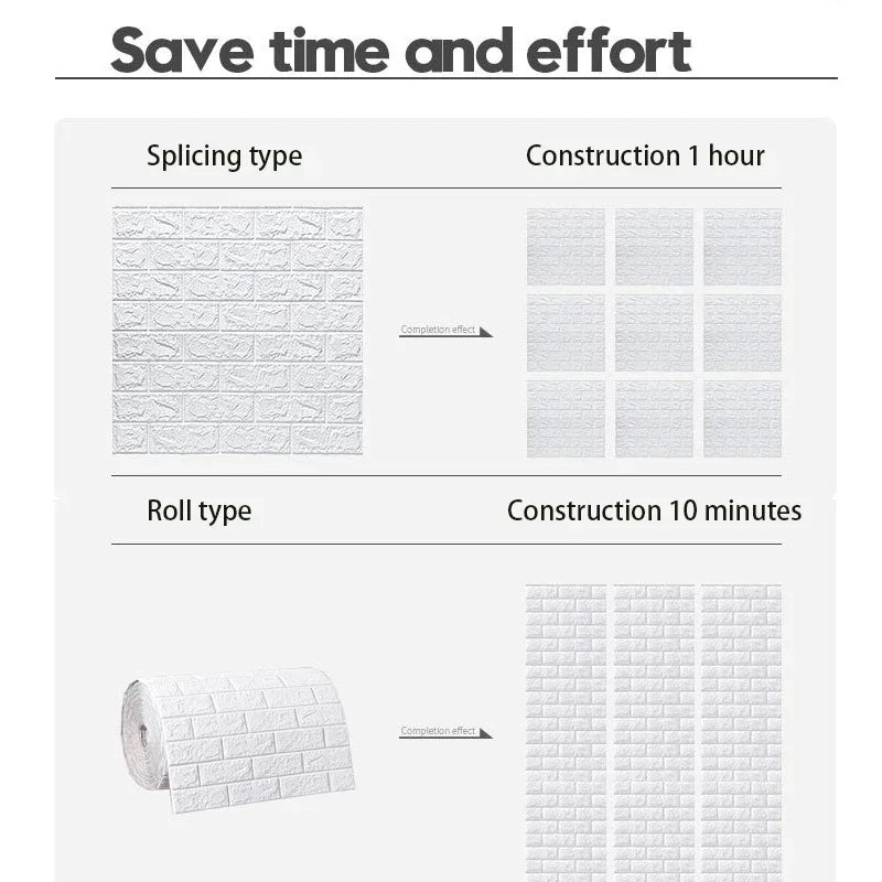 3D Foam Brick Wallpaper – Self-Adhesive Waterproof Wall Sticker for Home Decor