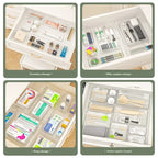Transparent Cosmetic Organizer – Striped Plastic Drawer for Desk Storage