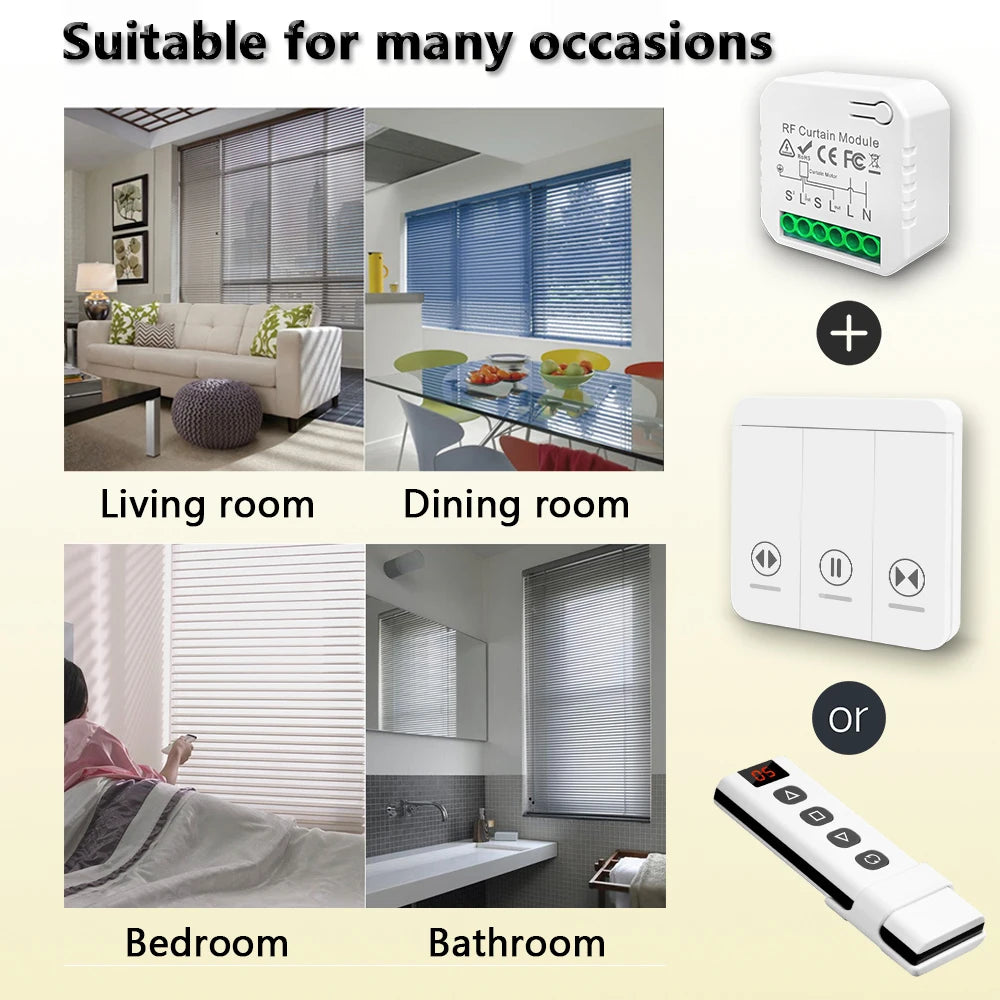 RF Curtain Switch Module – Wireless Remote Control for Motorized Roller Blinds