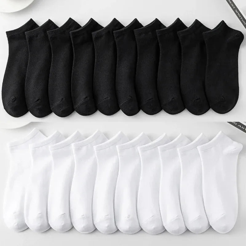 Men's Ankle Boat Socks – Solid Color Sweat-Absorbent Cotton for Business Sport