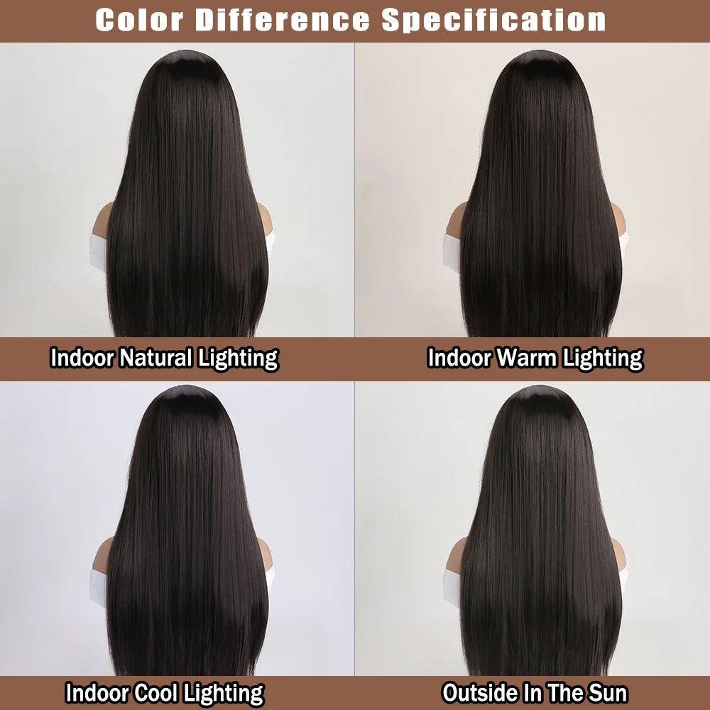 Long Straight Synthetic Wig – 26-Inch Colored Hair for Cosplay Halloween