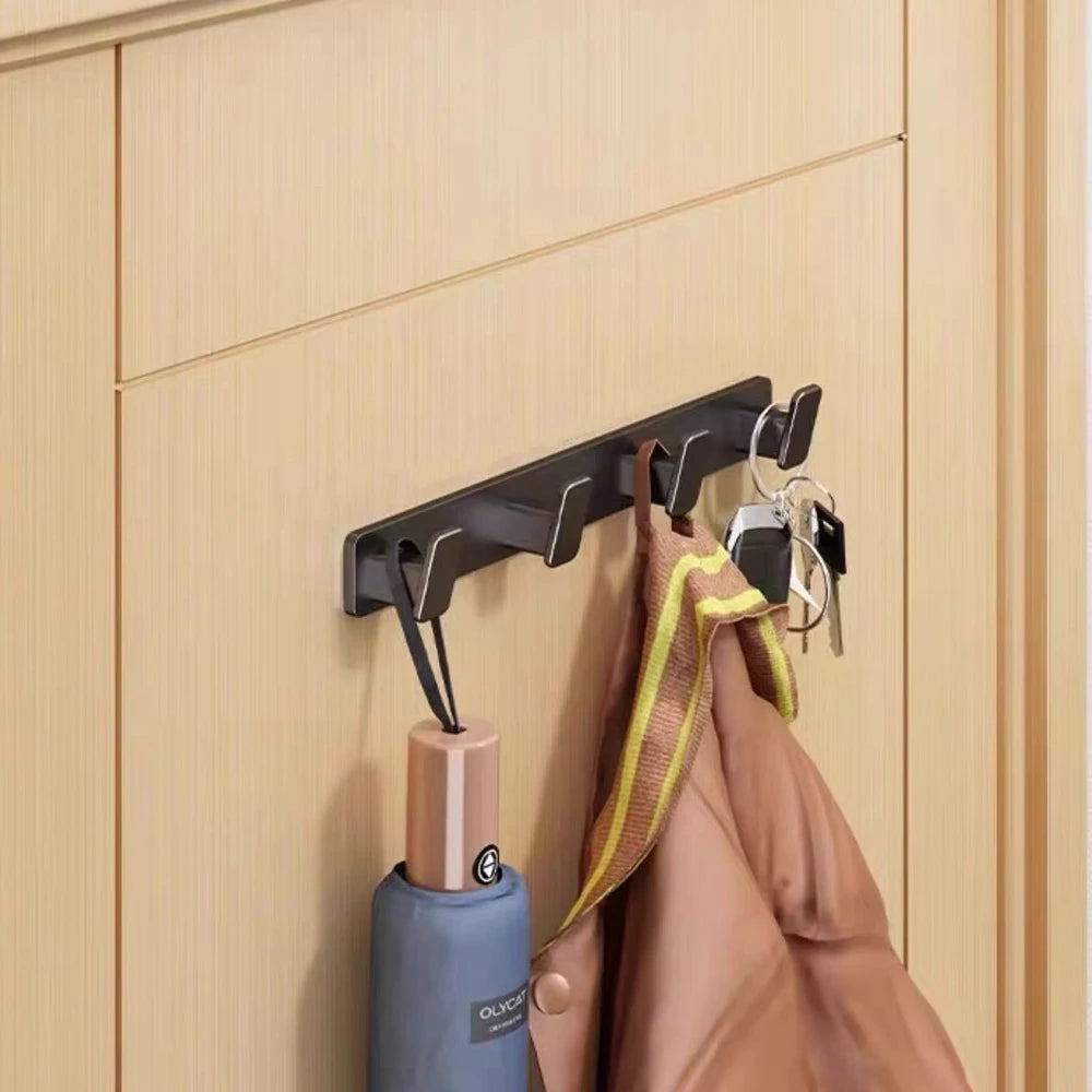Black Metal Wall Coat Rack – 5 Hook Organizer for Hat Towel and Bag Storage