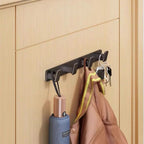 Black Metal Wall Coat Rack – 5 Hook Organizer for Hat Towel and Bag Storage