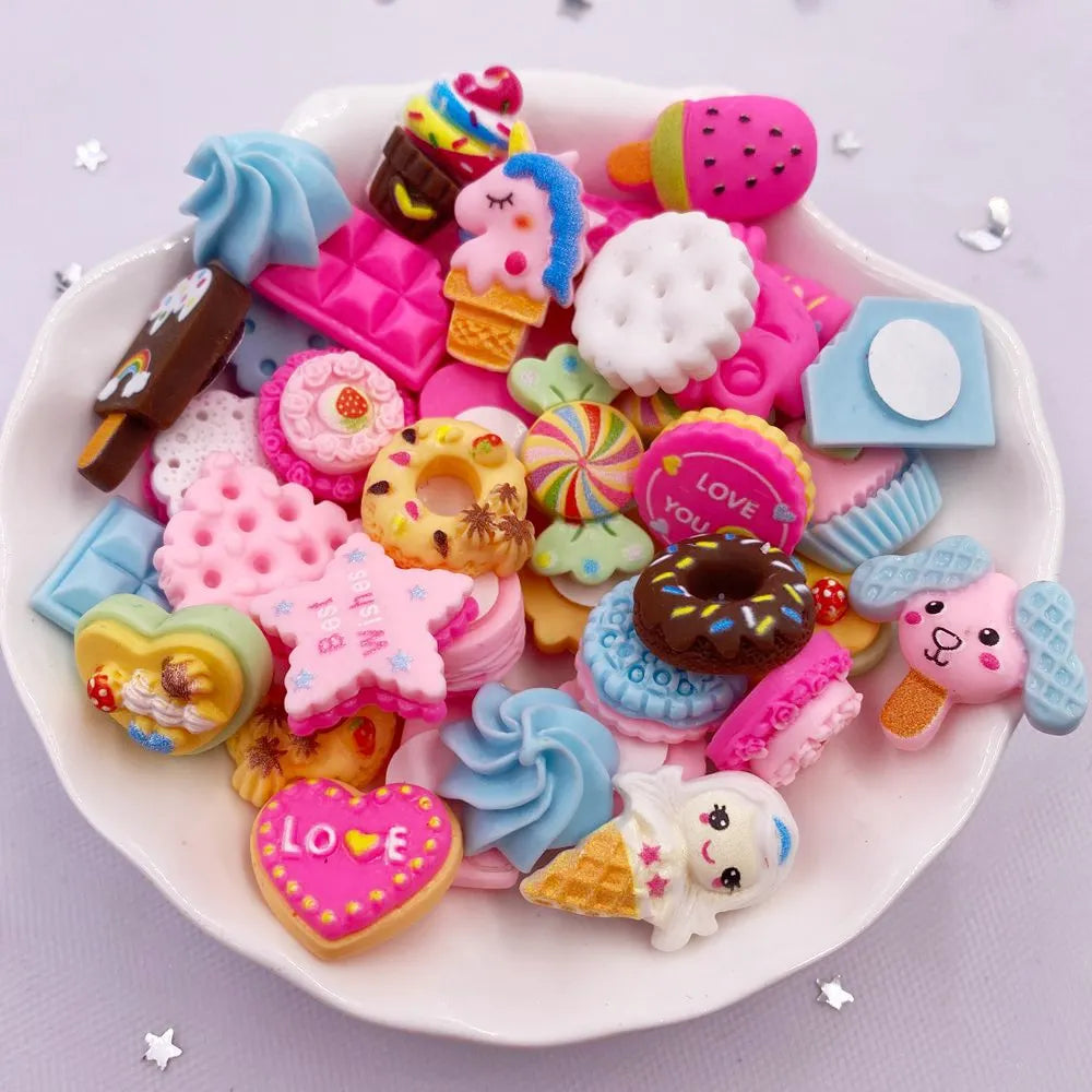 Kawaii Resin Food Flatbacks – Colorful Miniature Charms for DIY Craft Projects