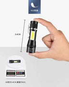 USB Rechargeable Mini Flashlight – Zoomable COB Torch for Camping and Emergency