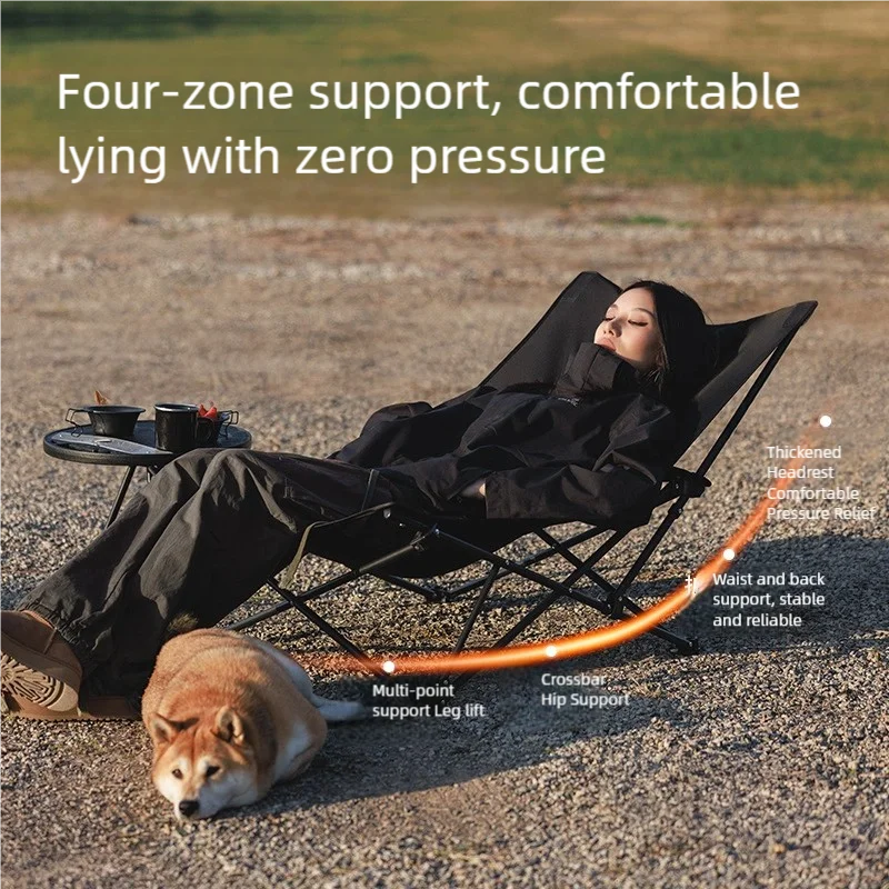 Foldable Camping Chair – Ergonomic Recliner with Pillow for Outdoor Leisure