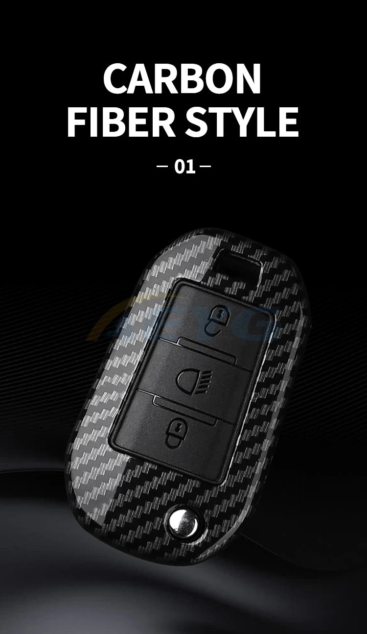 Carbon Fiber Car Key Case – Protective Keychain Cover for Peugeot and Citroen