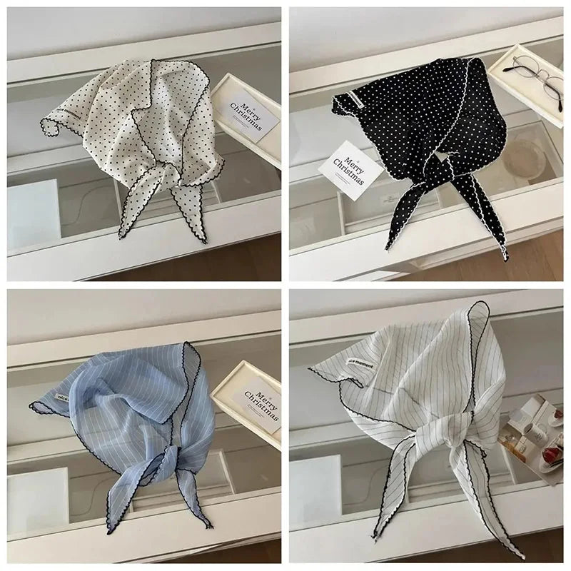 Knitted Lace Flower Hair Scarf – Boho Triangle Headband for Women Hair Styling