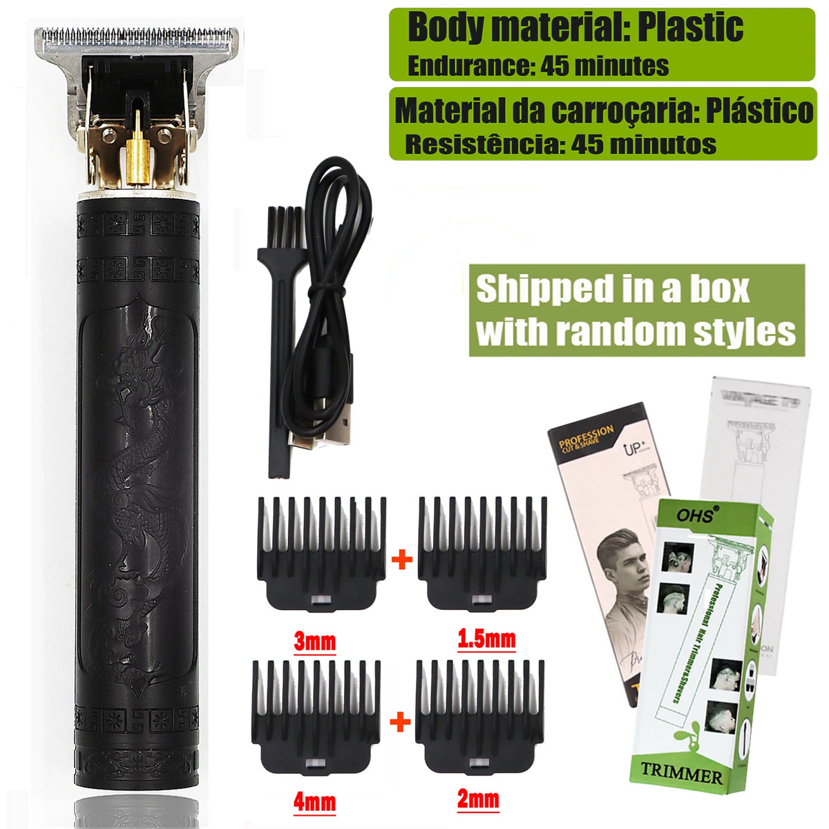 Cordless Electric Hair Trimmer – Professional Barber Shaver for Men