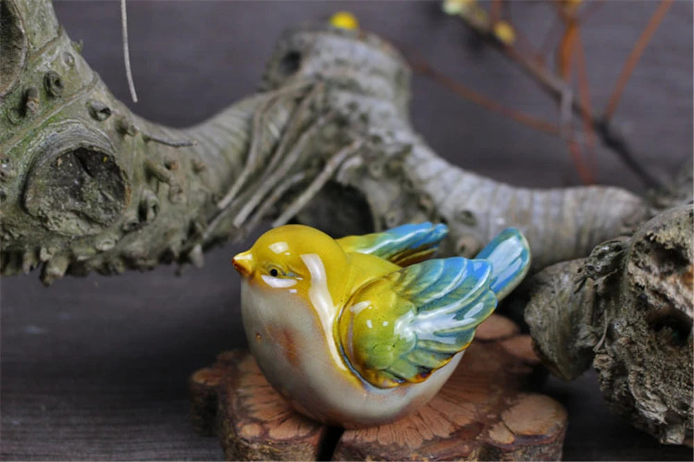 Ceramic Bird Figurines – Porcelain Magpie Sparrow Set for Home Decor