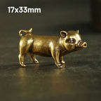 Pure Brass Pig Figurine – 3.3cm Chinese Zodiac Statue for Home Decor