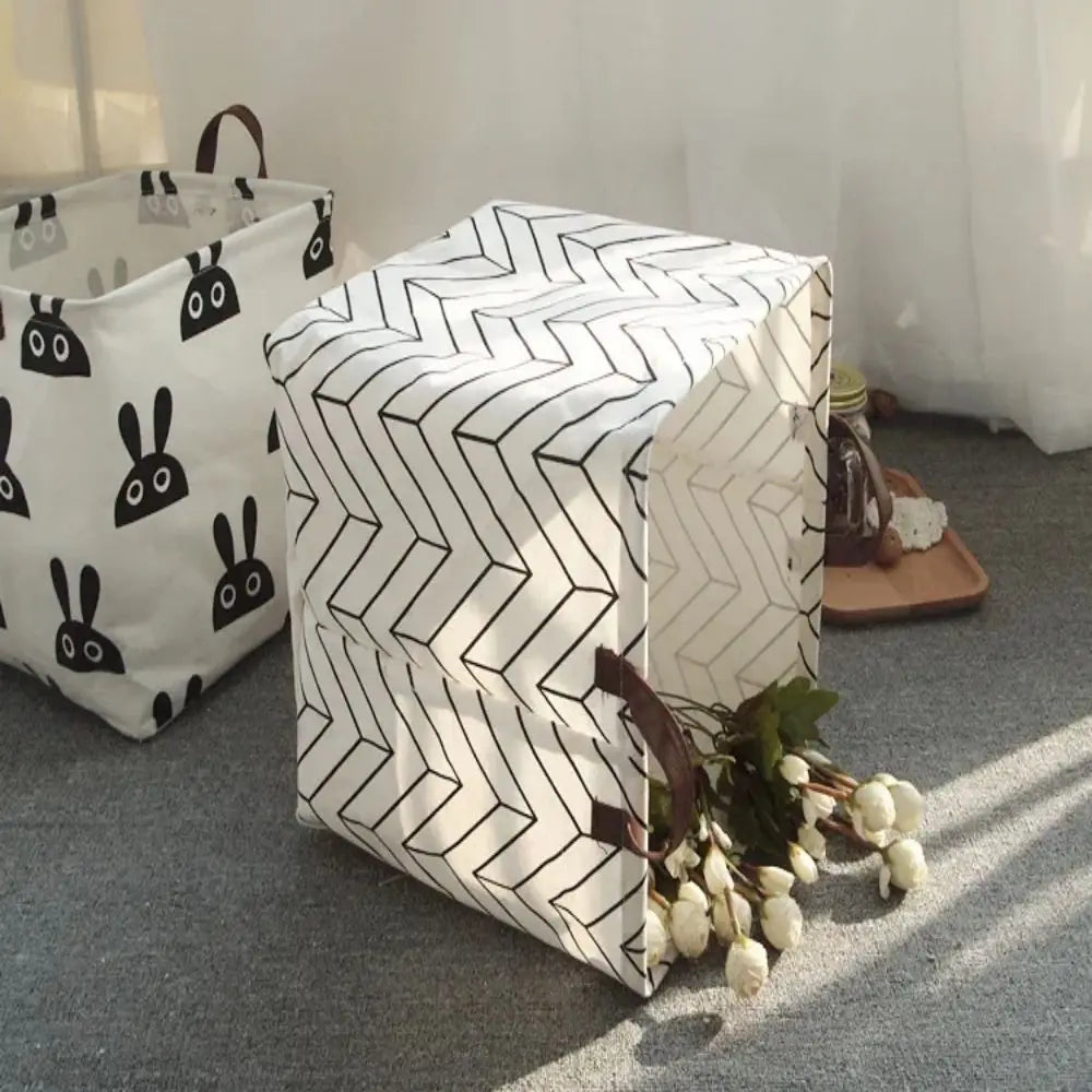 Foldable Cotton Linen Laundry Basket – Large Storage Bin for Home Organization