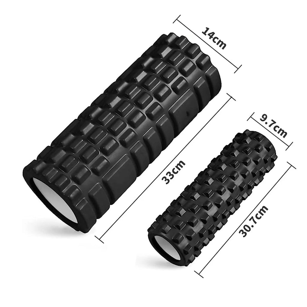 33cm Foam Yoga Massage Roller – Textured Grid Muscle Recovery for Gym Training