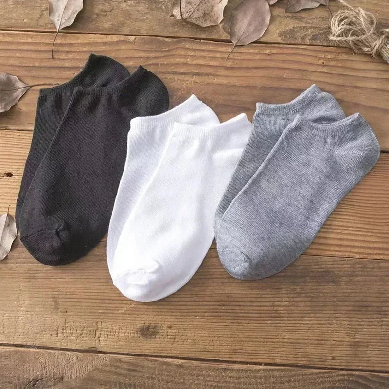 Cotton Ankle Socks – Breathable Solid Color Footwear for Sports and Gym