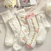 Lace Ruffled Mid-Tube Socks – Soft Harajuku Lolita Style for Winter Fashion