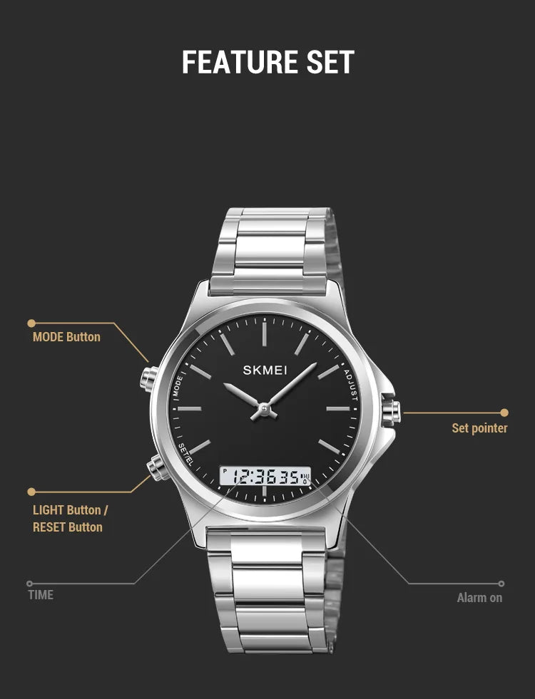 Digital Sport Watch – Waterproof Triple Time Display for Men