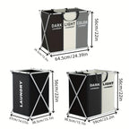 Large 3-Section Laundry Hamper – Foldable Divider Basket for Clothes Storage