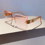 Oversized Rimless Square Sunglasses – Gradient Fashion Eyewear for Women