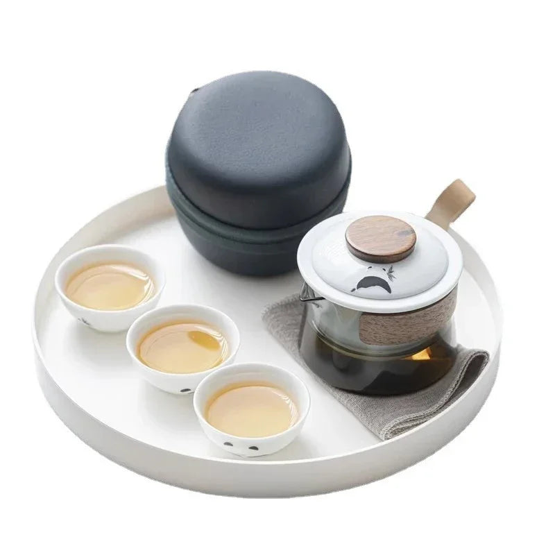 Portable Travel Tea Set – Ceramic Teapot and Cups for Camping
