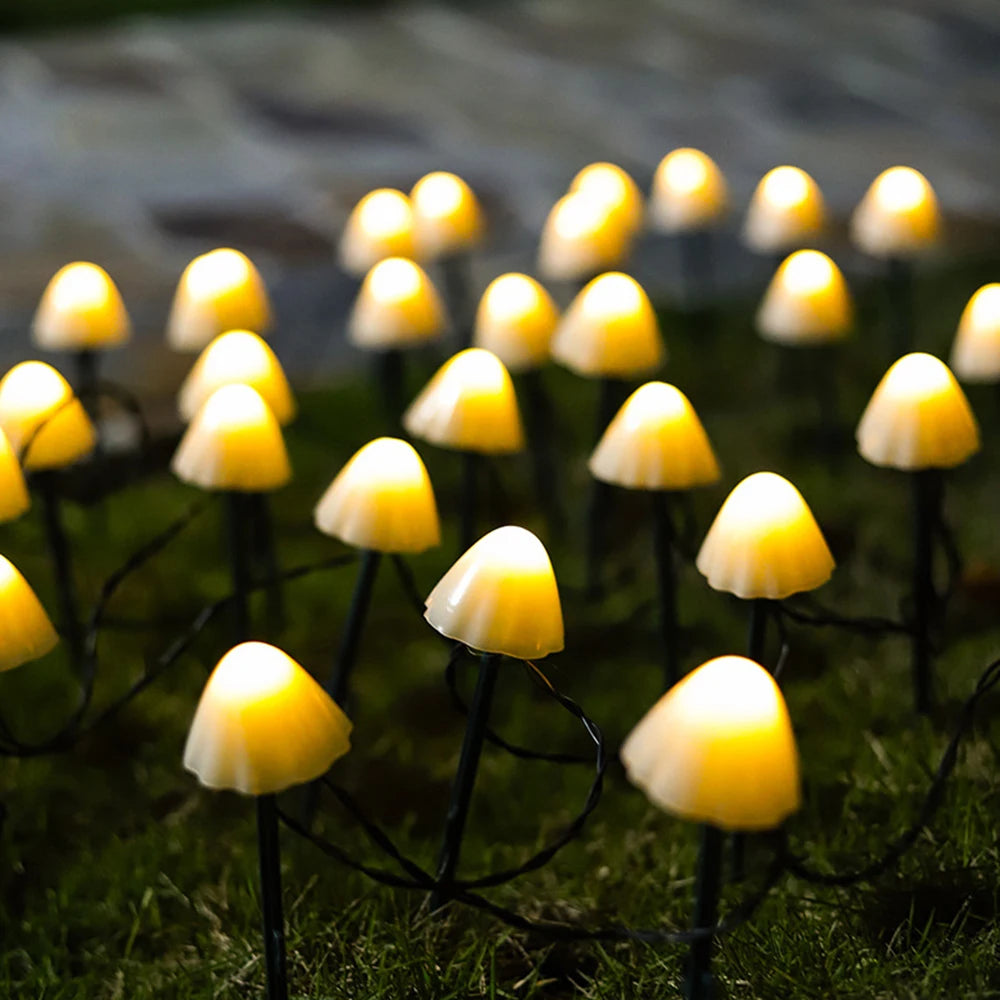 Mushroom Solar String Lights – LED Fairy Garden Decor for Outdoor Landscapes