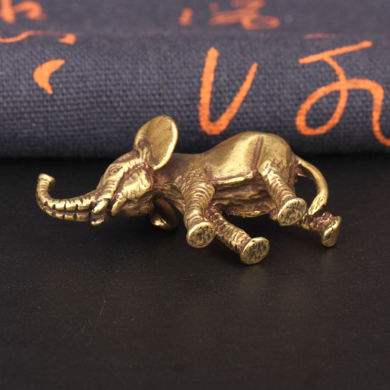 Antique Bronze Elephant Figurine – Solid Copper Miniature for Home Decor