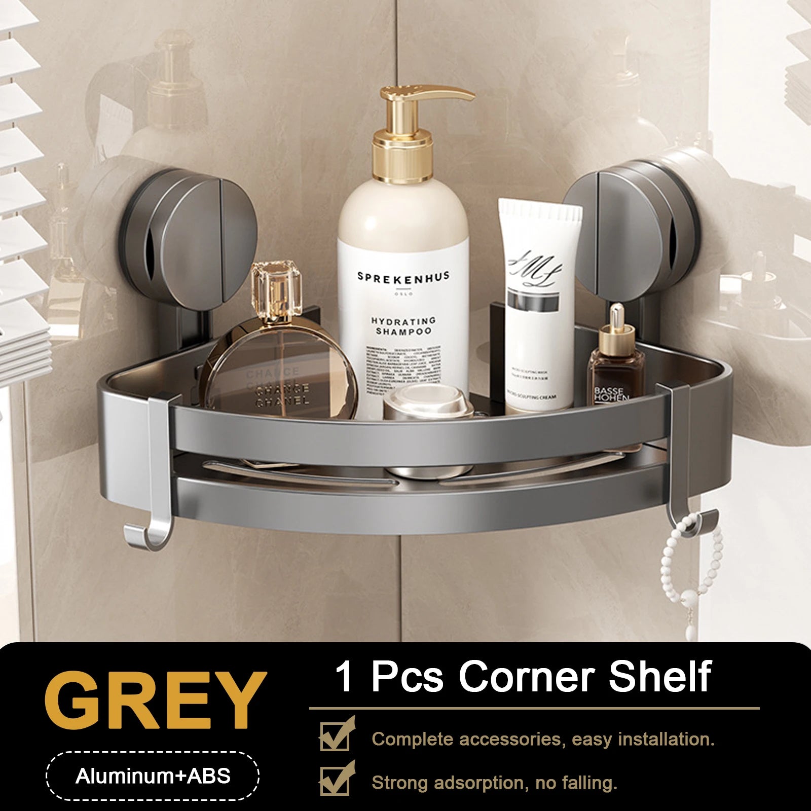 Bathroom Corner Shelf – Wall Mounted Shower Rack for Shampoo Storage