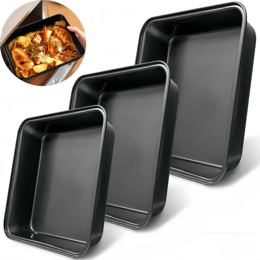 Carbon Steel Nonstick Roasting Pan – Rectangular Baking Tray for Bread and Cake