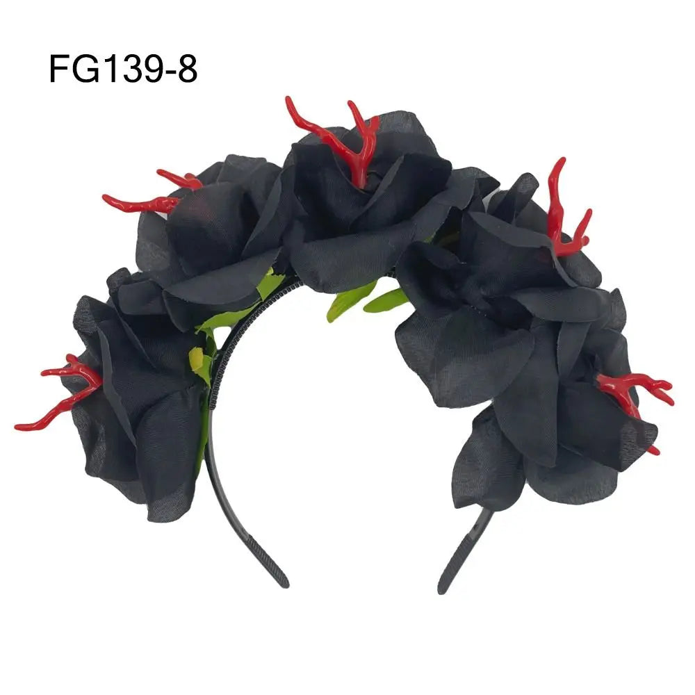 Mexican Rose Flower Crown – Boho Floral Headpiece for Halloween Party Wedding