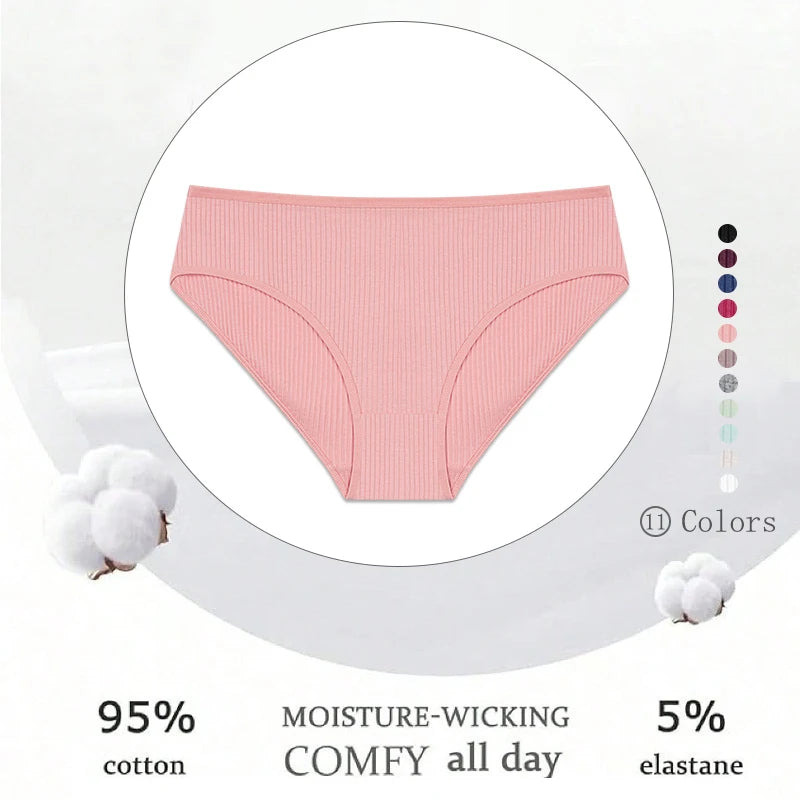 Cotton Briefs – Soft Striped Low Rise Underwear for Women