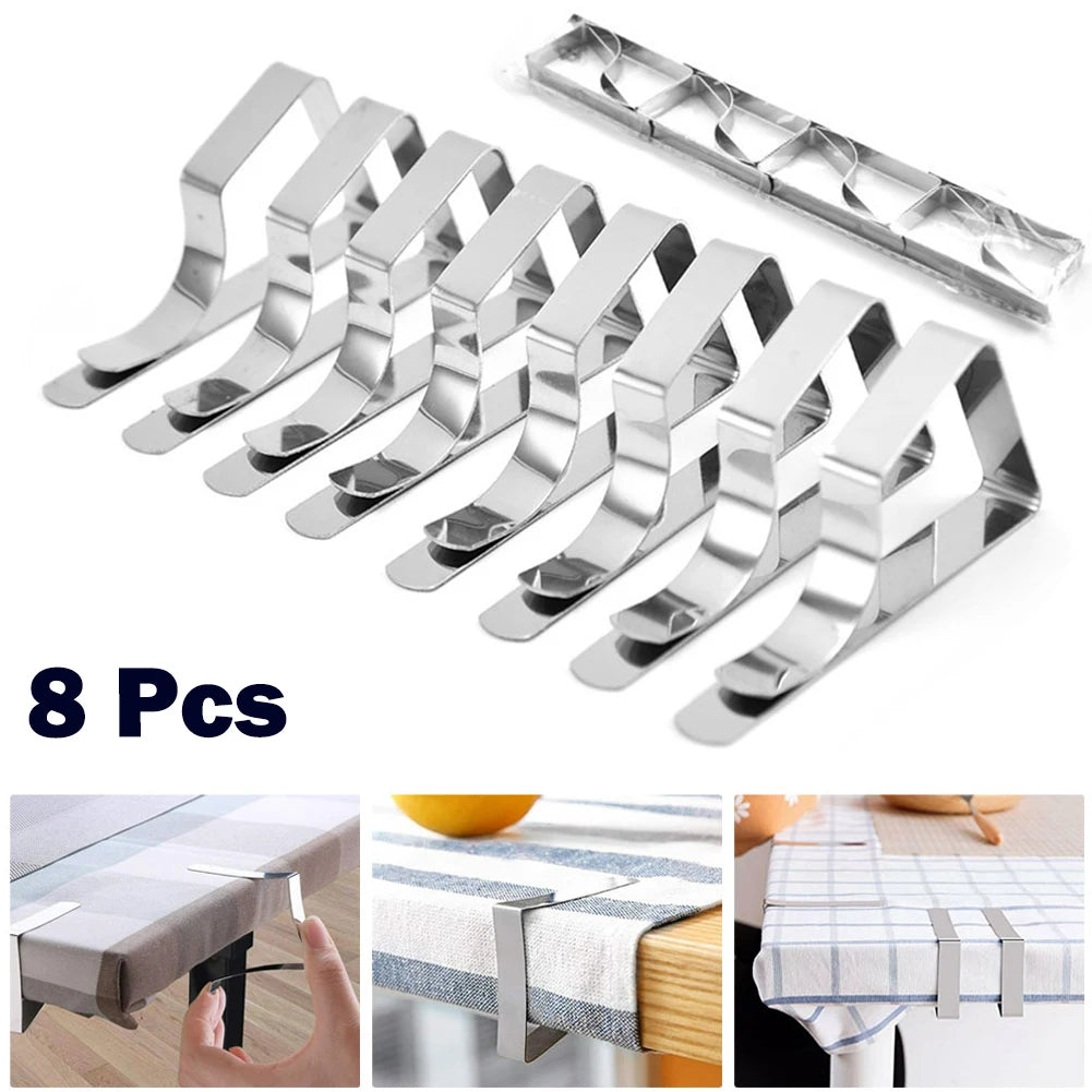 Triangle Tablecloth Clips – Stainless Steel Holders for Party and Picnic