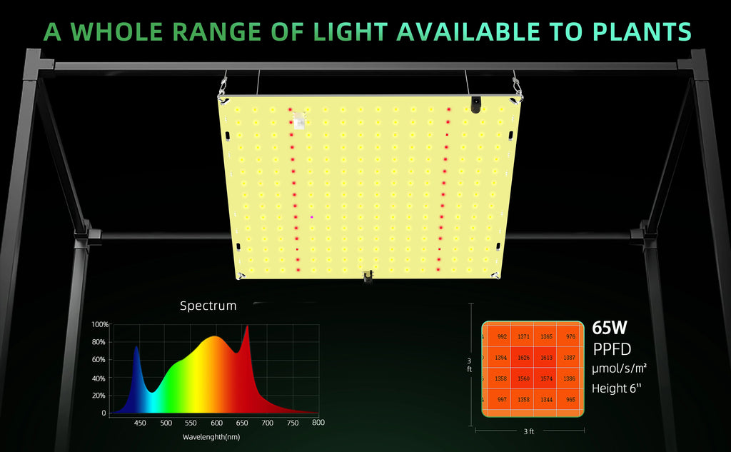 Full Spectrum LED Grow Light – 850W Quiet Fanless Panel for 5x5FT Indoor Plants