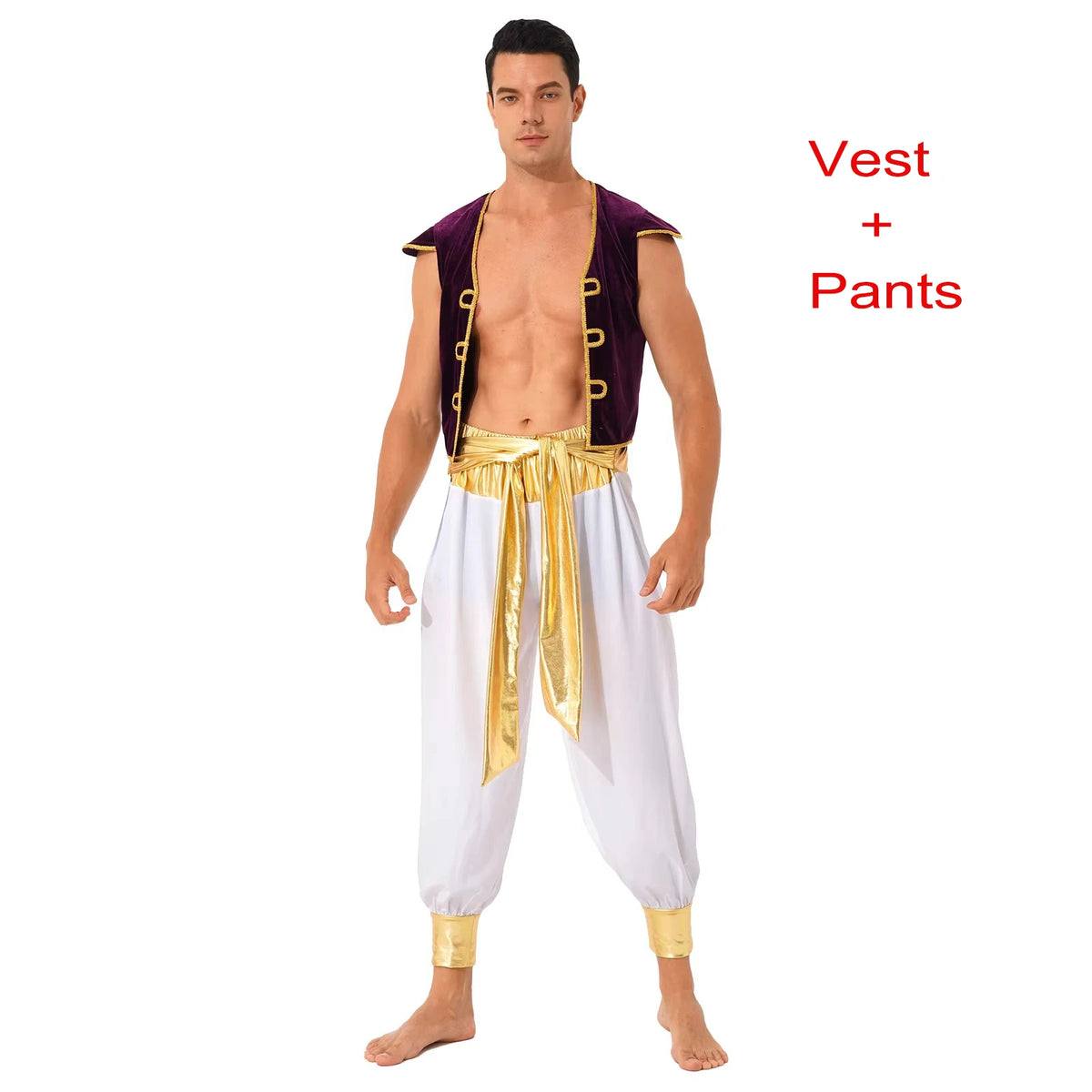 Arabian Prince Costume – Men’s Aladdin Cosplay Outfit for Halloween