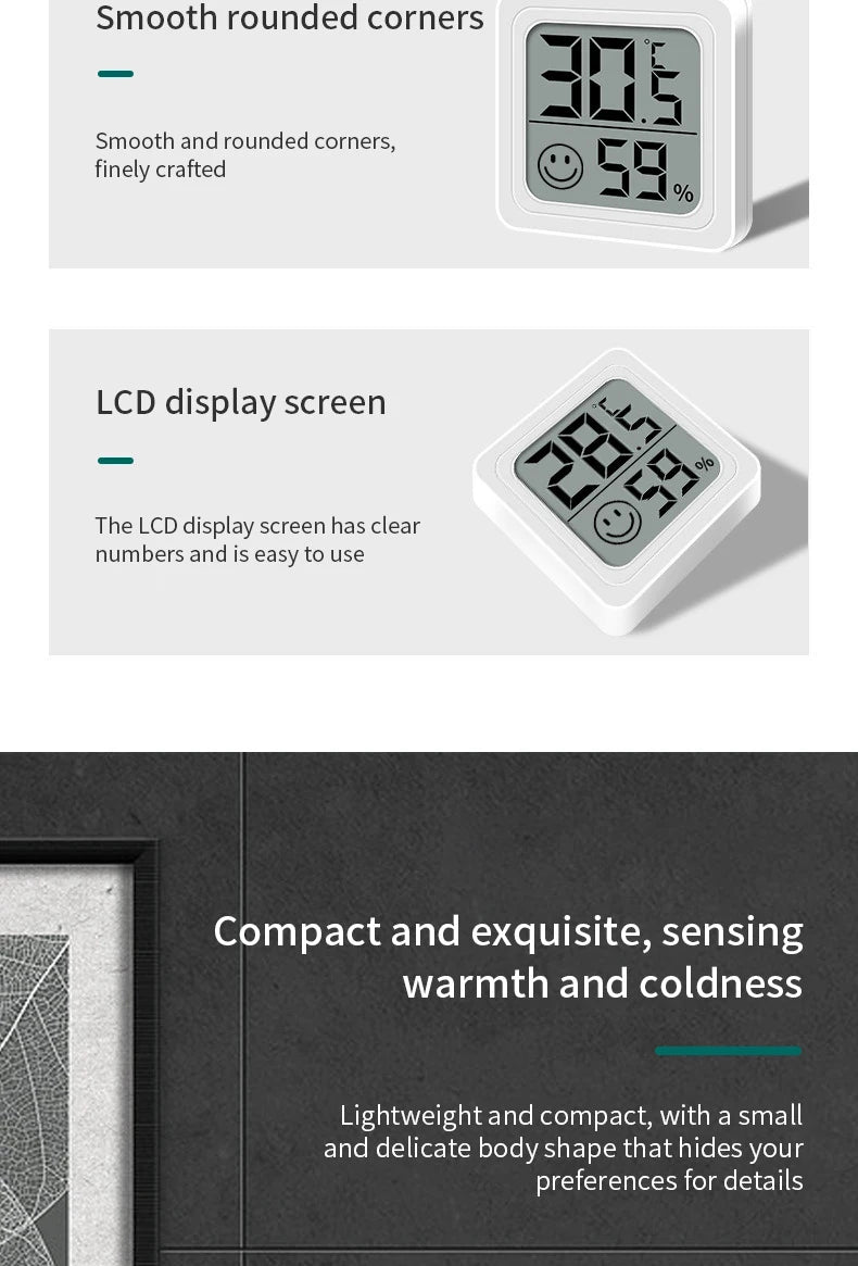 Digital LCD Thermometer Hygrometer – Indoor Temperature Humidity Gauge for Home