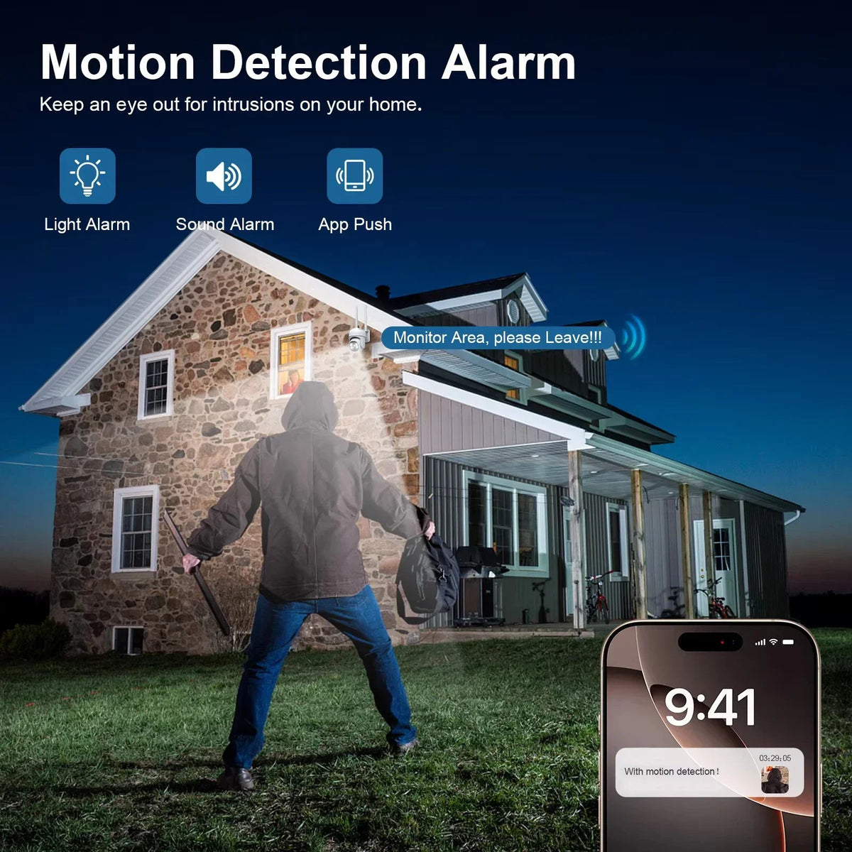 WiFi PTZ Security Camera – HD Color Night Vision for Outdoor Surveillance