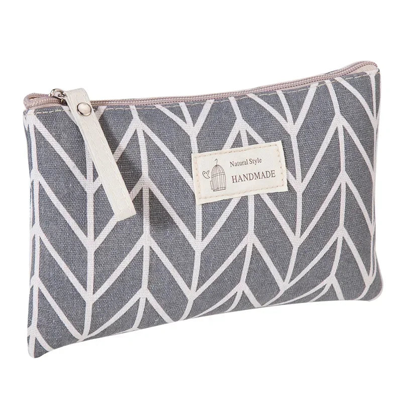 Canvas Small Cosmetic Bag – Portable Makeup Organizer for Travel
