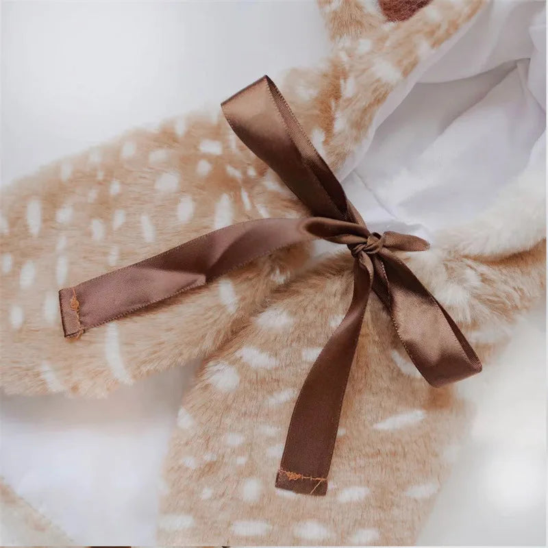 Plush Elk Cloak – Cute Pet Costume for Halloween and Christmas